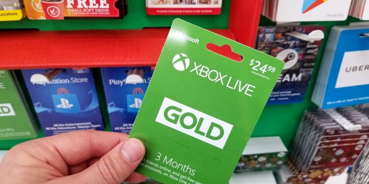 Xbox gift card in a hand